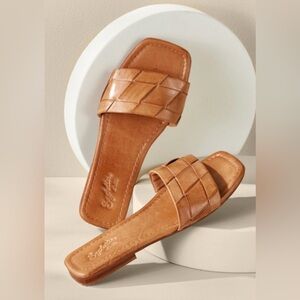 Seychelles Tan Portland Braided Leather Slide Sandals